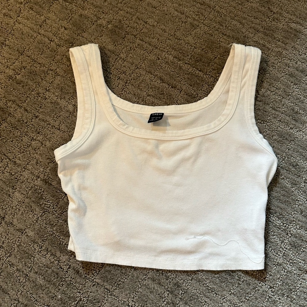 Like New White Ribbed SHEIN Crop Tank
